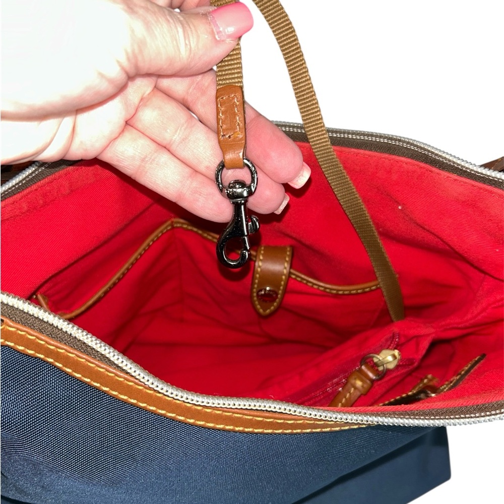 Dooney & Bourke Navy and Tan Hobo Bag - Picture 6 of 10